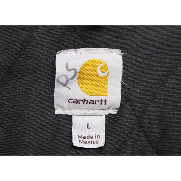 Carhartt Men's Work Jacket Hooded Canvas Washed Duck Quilted J130 Sz L - Picture 7 of 10